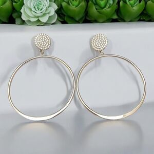 New Designer Earrings Zaxie by Stephanie Taylor Huge Silver Tone Hoop Crystal 8E